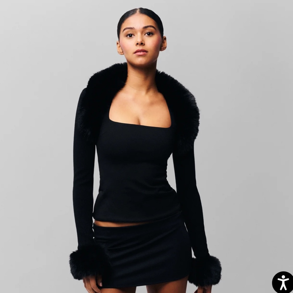 Danielle Guizio faux fur knit bolero
